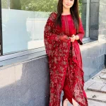 Najiba Faiz beautiful photo in a red dress