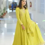 Romaisa Khan in Yellow Frock Suit