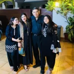 Shagufta Ejaz with her daughters and husband
