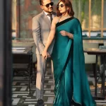 Mariam Ansari with Husband in saree style