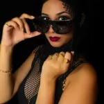 Actress Zessica Harison looks hot in Black dress with Black glasses
