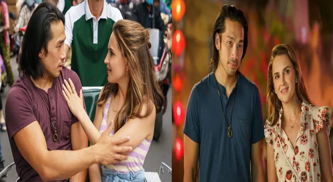 Scott Ly, Rachael Leigh Cook in A Tourist’s Guide to Love Netflix Movie (2023)