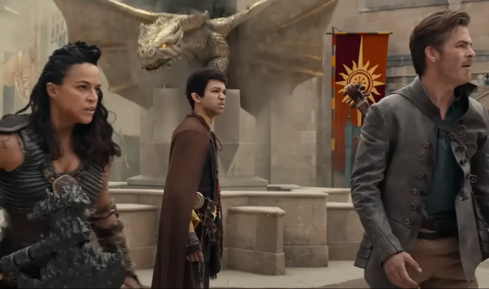 Chris Pine, Michelle Rodriguez, Justice Smith in Dungeons and Dragons Movie (2023)