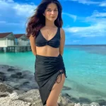 Indian actress Bhavika Sharma looks hot in Black bikini dress