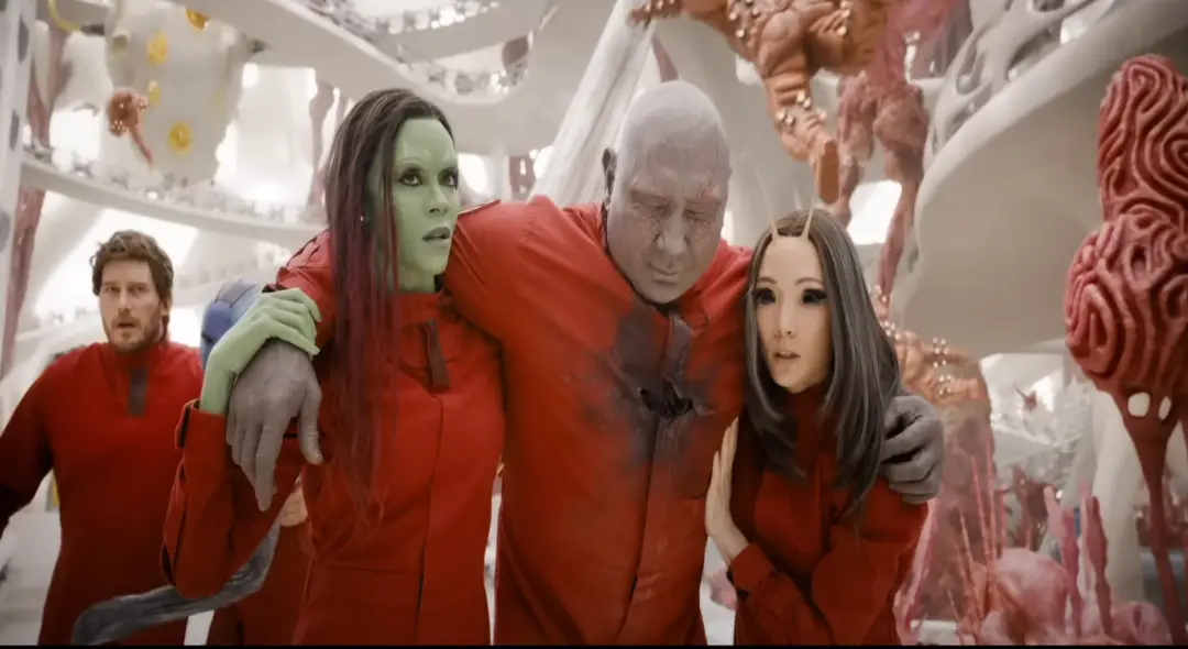 Chris Pratt, Dave Bautista , Zoe Saldana, Pom Klementieff in Guardians of the Galaxy Vol 3 Movie (2023)
