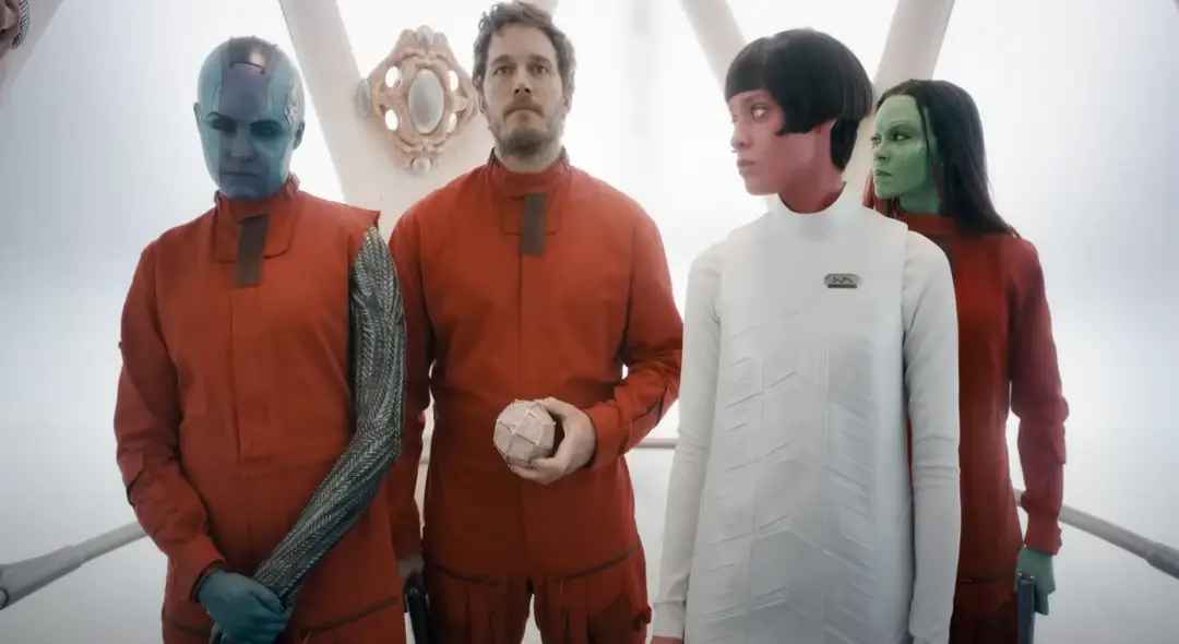 Chris Pratt, Zoe Saldana, Karen Gillan , Daniela Melchior in Guardians of the Galaxy Vol 3 Movie (2023)
