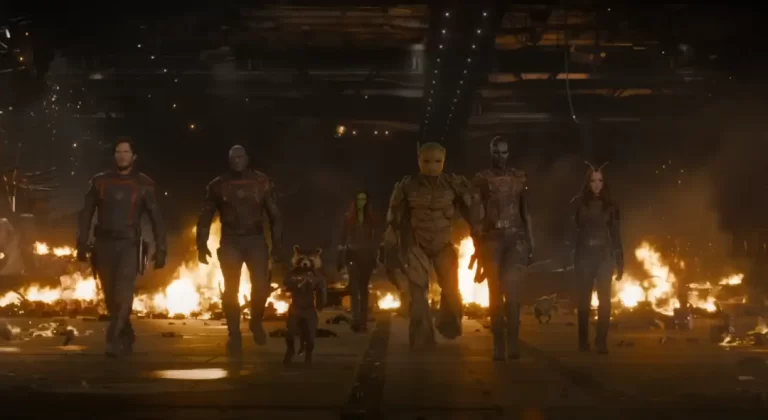 Chris Pratt, Zoe Saldana, Karen Gillan, Pom Klementieff, Vin Diesel, Bradley Cooper in Guardians of the Galaxy Vol 3 Movie (2023)