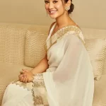 Indian actress Shivangi Joshi looks fabulous in a White Saree dress