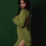 Indian actress Kavya Thapar in Green dress