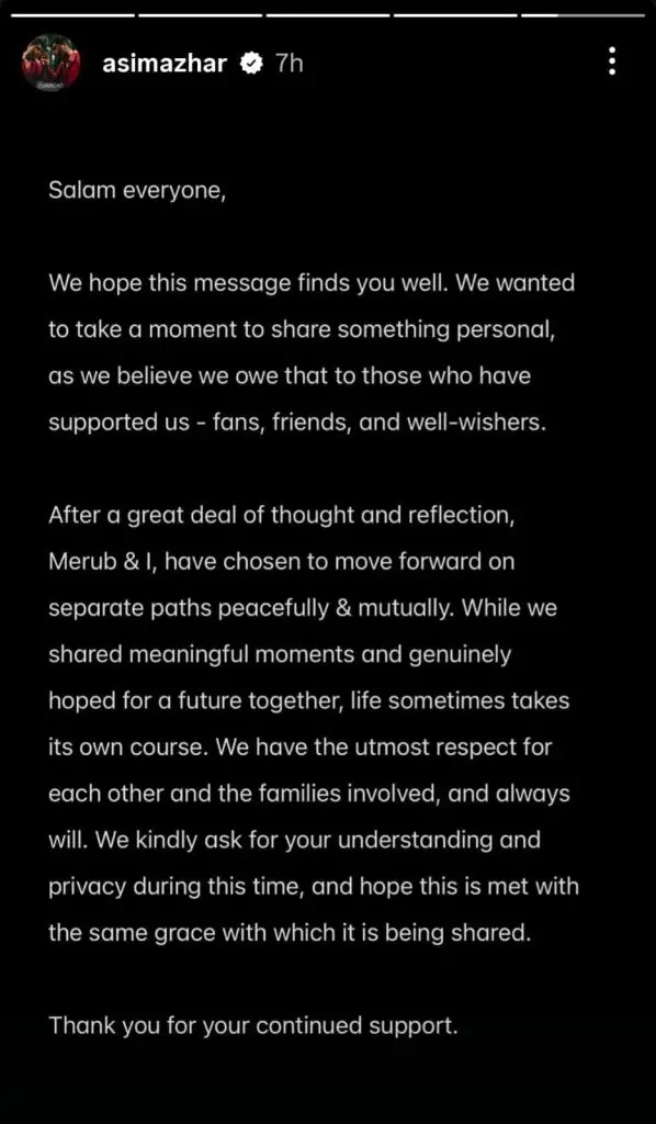 Asim Azhar and Merub Ali Relationship
